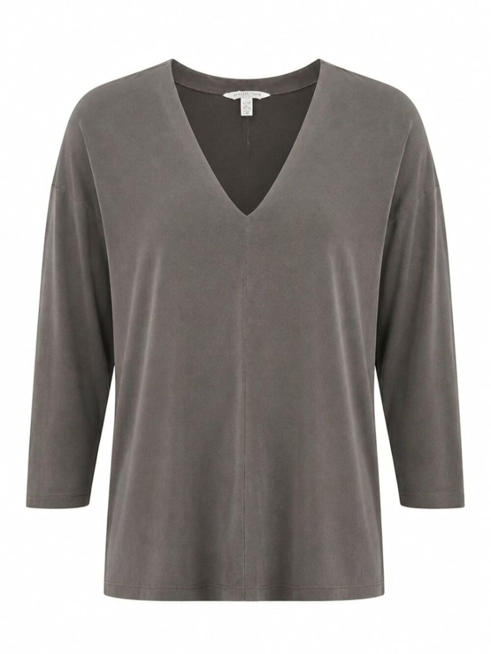 Lucky Brand Olive Green Brushed Cotton Soft V-Neck 3/4 Sleeve Blouse XS